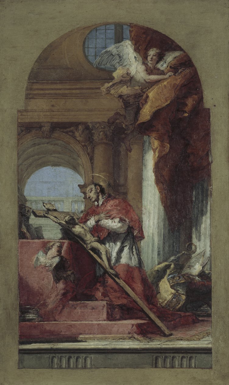 Svatý Karel Boromejský medituje o krucifixu od Giovanni Battista Tiepolo