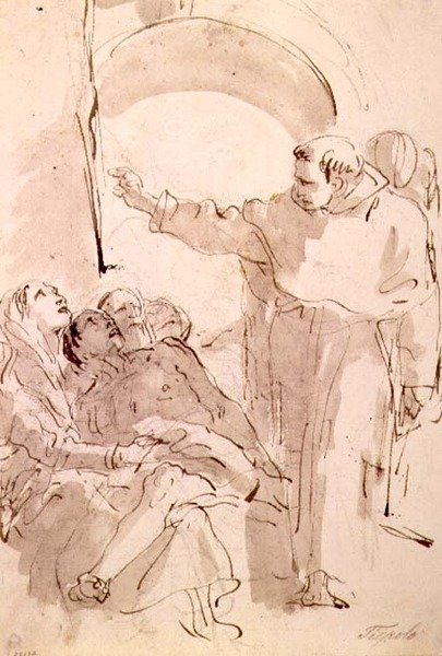 Zázrak svatého Antonína Paduánského, c.1760 (pero a inkoust, omyjte černou křídou) od Giovanni Battista Tiepolo