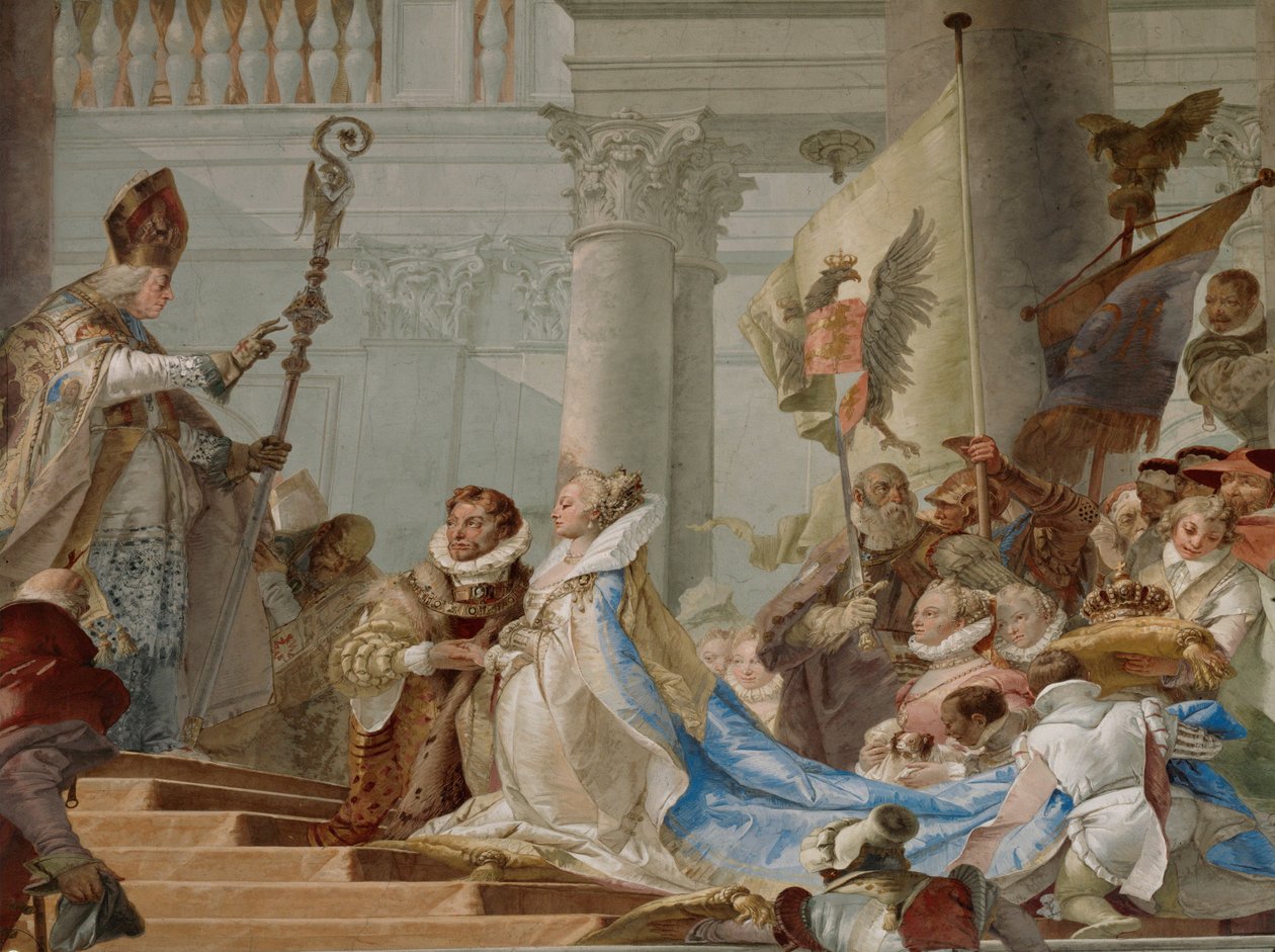 Svatební obřad císaře Fridricha Barbarossy a Beatrix Burgundské v roce 1156 ... (freska) od Giovanni Battista (1696 1770) Tiepolo