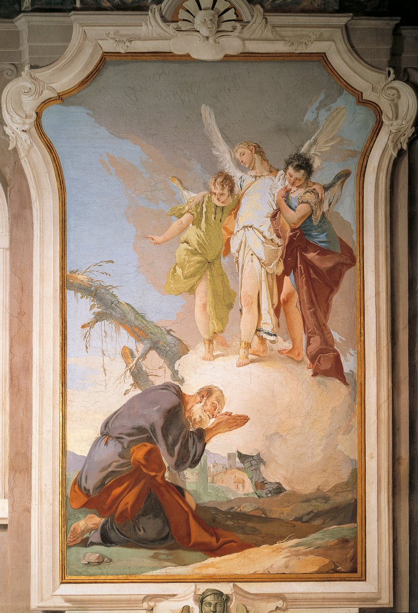 Abraham a andělé, Giovanni Battista Tiepolo (1696-1770), freska, patriarchální palác, Guest Hall, Udine od Giovanni Battista Tiepolo
