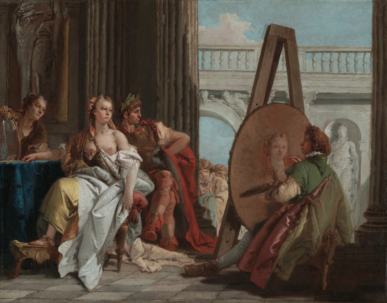 Alexandr Veliký a Campaspe v ateliéru Apelles, kolem roku 1740 (olej na plátně) od Giovanni Battista Tiepolo