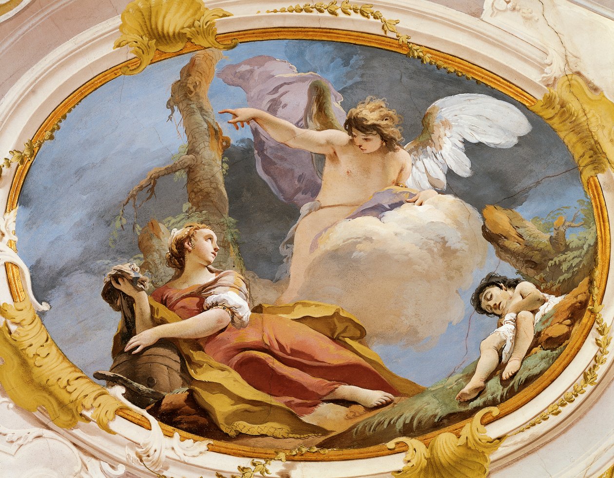 Anděl utěšuje Hagar v divočině Giovanni Battista Tiepolo (1696-1770), freska, patriarchální palác, Guest Hall, Udine od Giovanni Battista Tiepolo