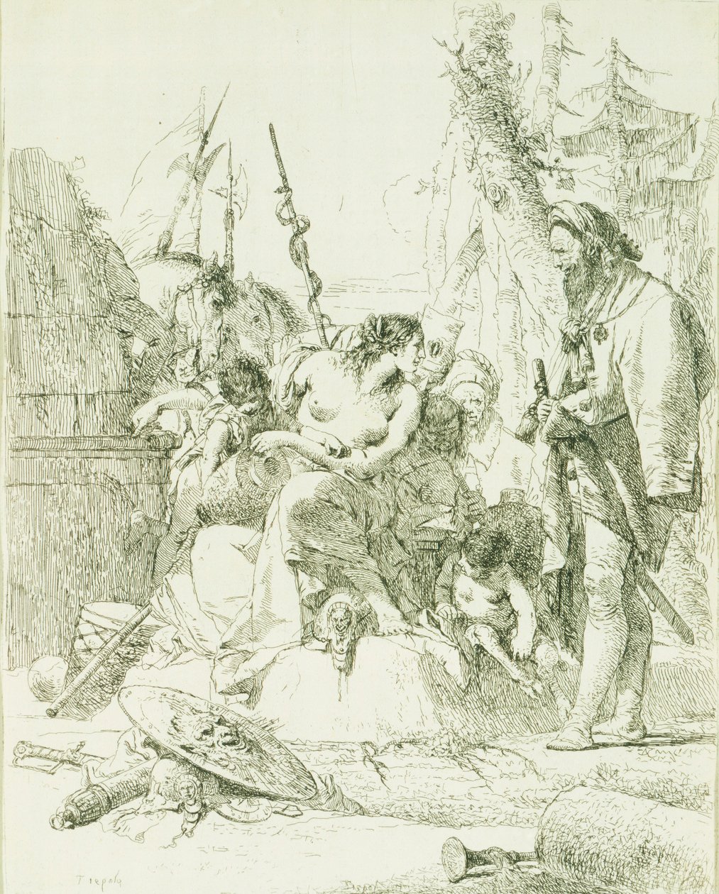 Capriccio od Giambattisty Tiepola (1696-1770), rytina od Giovanni Battista Tiepolo