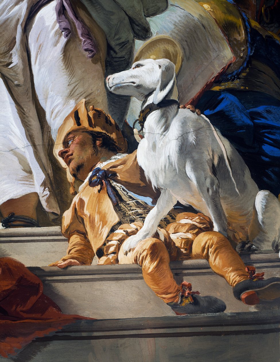 Trpaslík a pes, detail ze Šalamounova soudu od Giovanni Battista Tiepolo