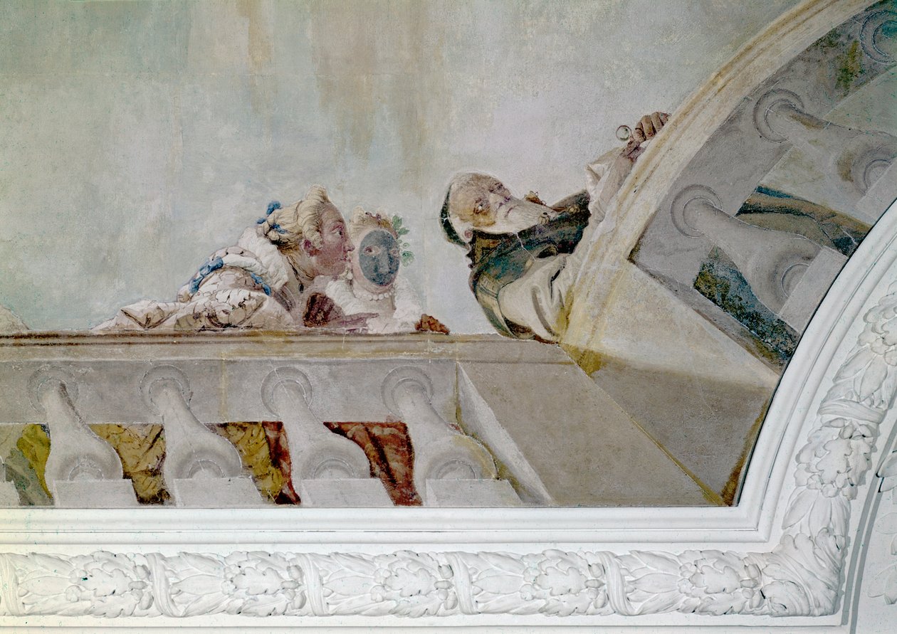 Sláva oznamuje obyvatelům vily příchod Jindřicha III., detail, c. 1750 (freska na plátně) od Giovanni Battista Tiepolo