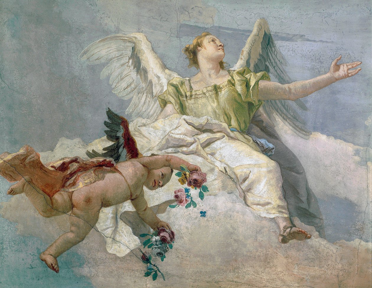 Sláva andělů, Giovanni Battista Tiepolo (1696-1770), freska, Detail, Oratoř čistoty, Udine od Giovanni Battista Tiepolo
