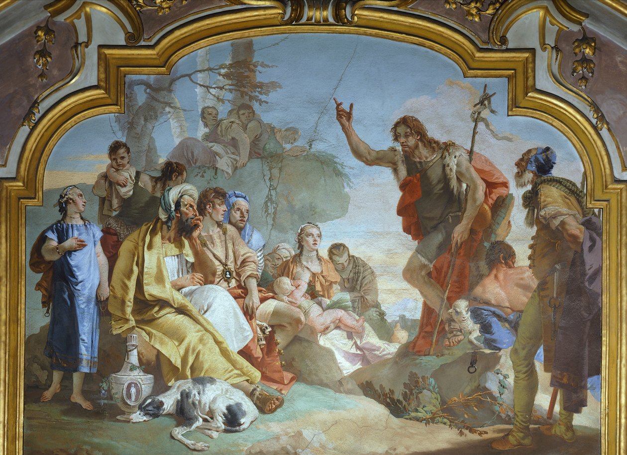 Itálie, Bergamo, kaple Colleoni, kázání svatého Jana Křtitele davu od Giovanni Battista Tiepolo