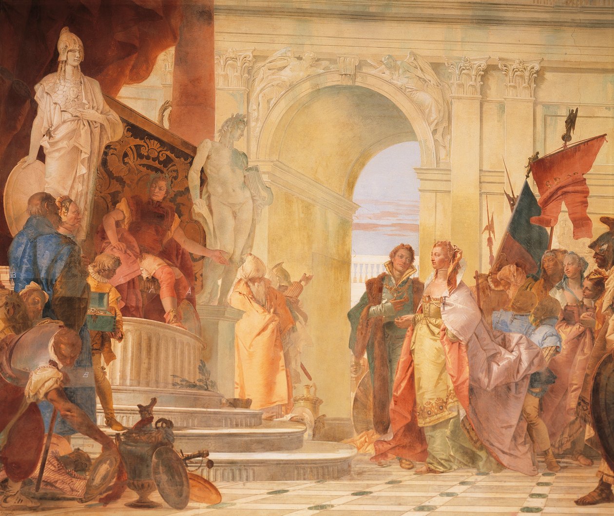 Magnanimity of Scipio, detail z Glories of Scipio Africanus a Alexandra Velikého od Giovanni Battista Tiepolo