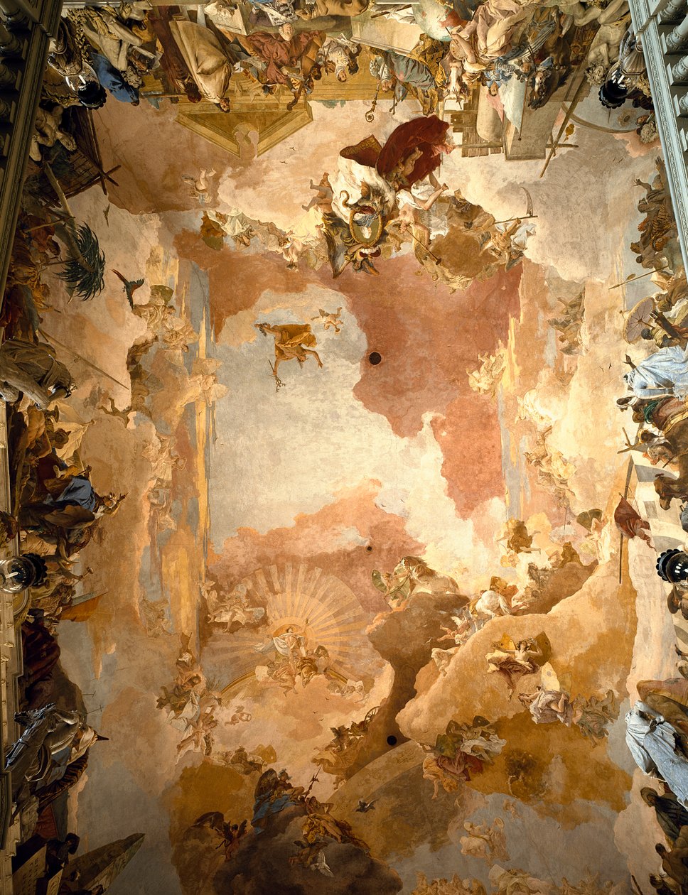 Triumf prince-biskupa Carla-Friedricha von Greuiffenklau obklopeného čtyřmi kontinenty od Giovanni Battista Tiepolo