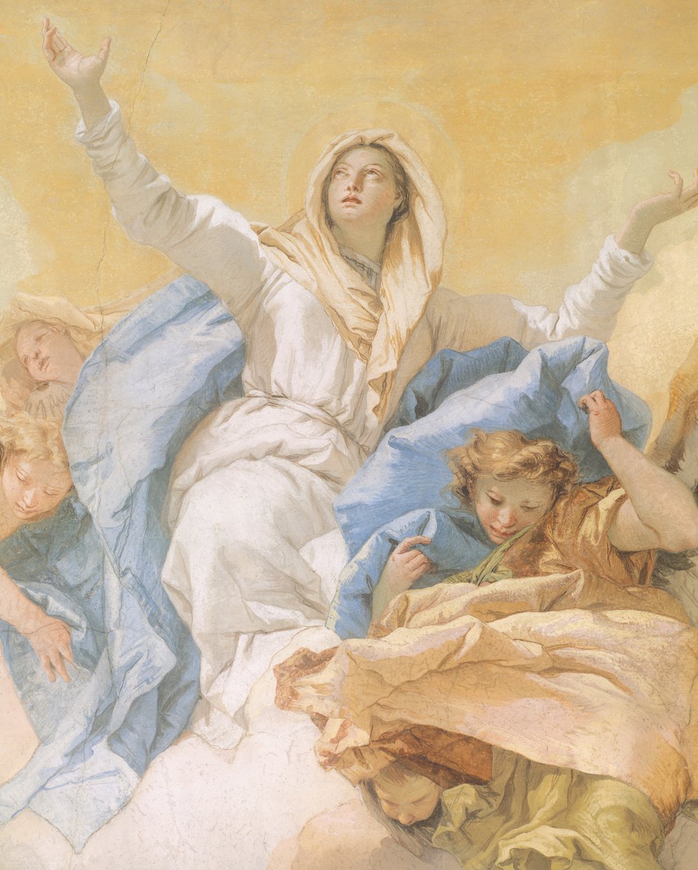 Nanebevzetí Panny Marie, Giambattista Tiepolo (1696-1770), freska, detail, Oratoř čistoty, Udine, Itálie od Giovanni Battista Tiepolo