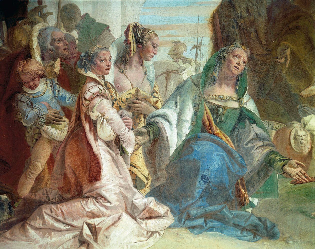 Rodina Dareia III. Codomana, detail ze Glories of Scipio Africanus a Alexandra Velikého od Giovanni Battista Tiepolo