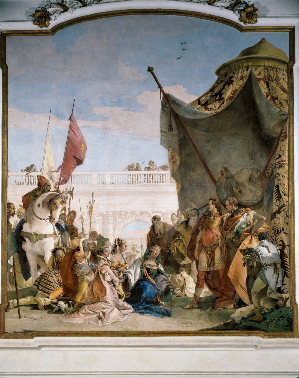 Rodina Dareia III. Codomana, detail ze Glories of Scipio Africanus a Alexandra Velikého od Giovanni Battista Tiepolo