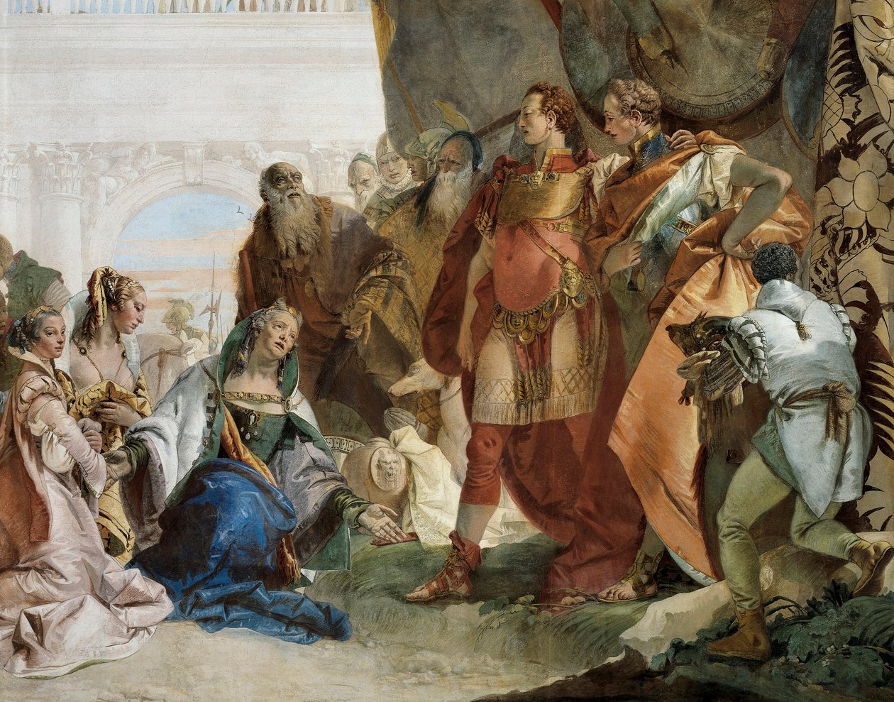 Rodina Dareia III. Codomana, detail ze Glories of Scipio Africanus a Alexandra Velikého od Giovanni Battista Tiepolo