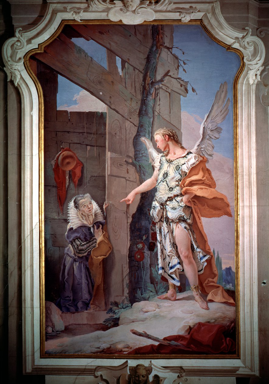 Anděl oznámí Sarah, že bude matkou (Fresco od Giovanni Battista Tiepolo