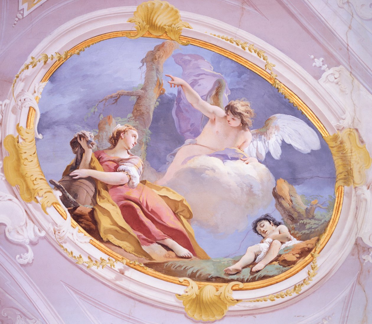 Anděl utěšuje Hagar v divočině, Giovanni Battista Tiepolo (1696-1770), freska, patriarchální palác, Guest Hall, Udine od Giovanni Battista Tiepolo