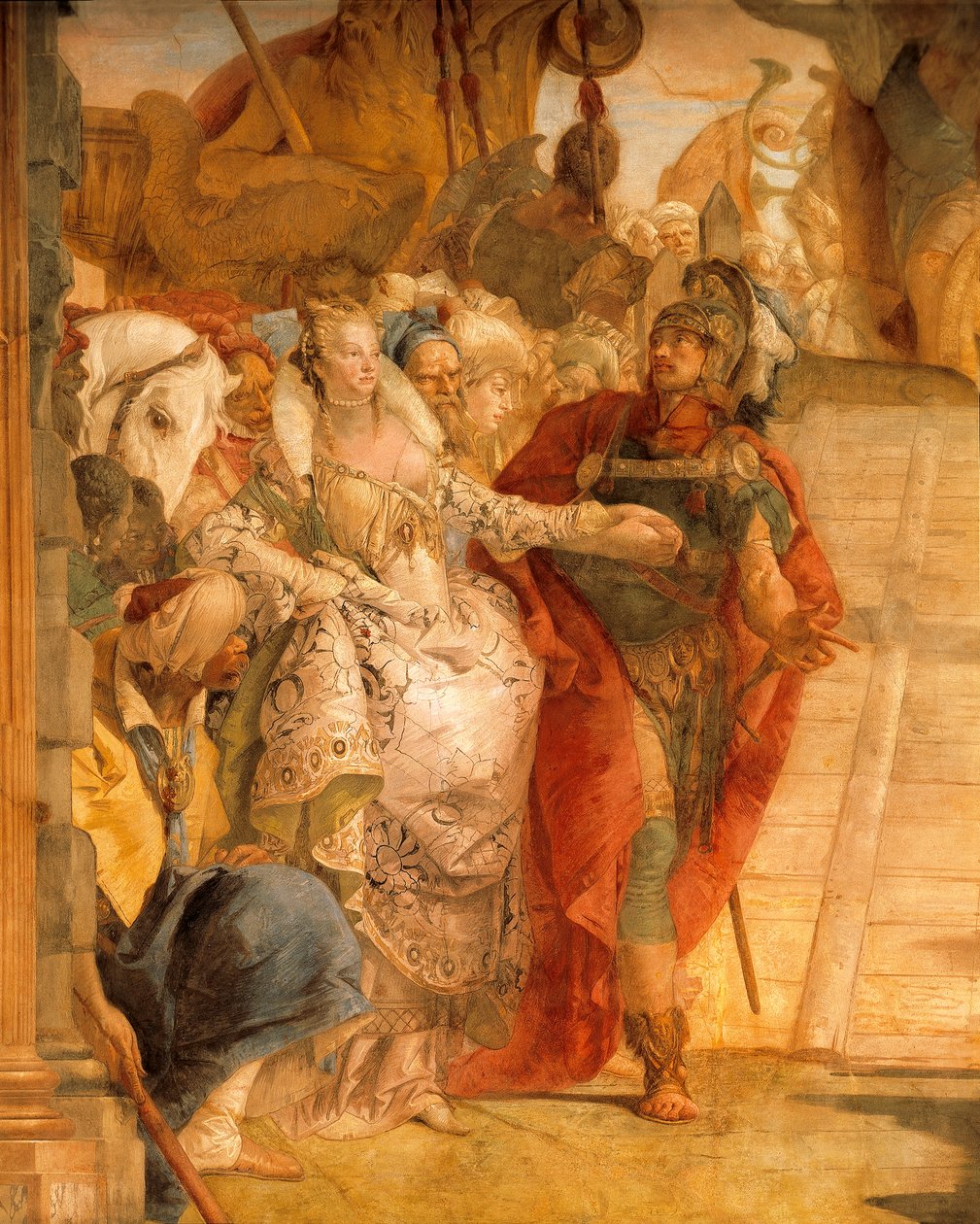 Setkání Antonia a Kleopatry, Giambattista Tiepolo (1696-1770), freska, detail, Palazzo Labia, Benátky, Itálie od Giovanni Battista Tiepolo