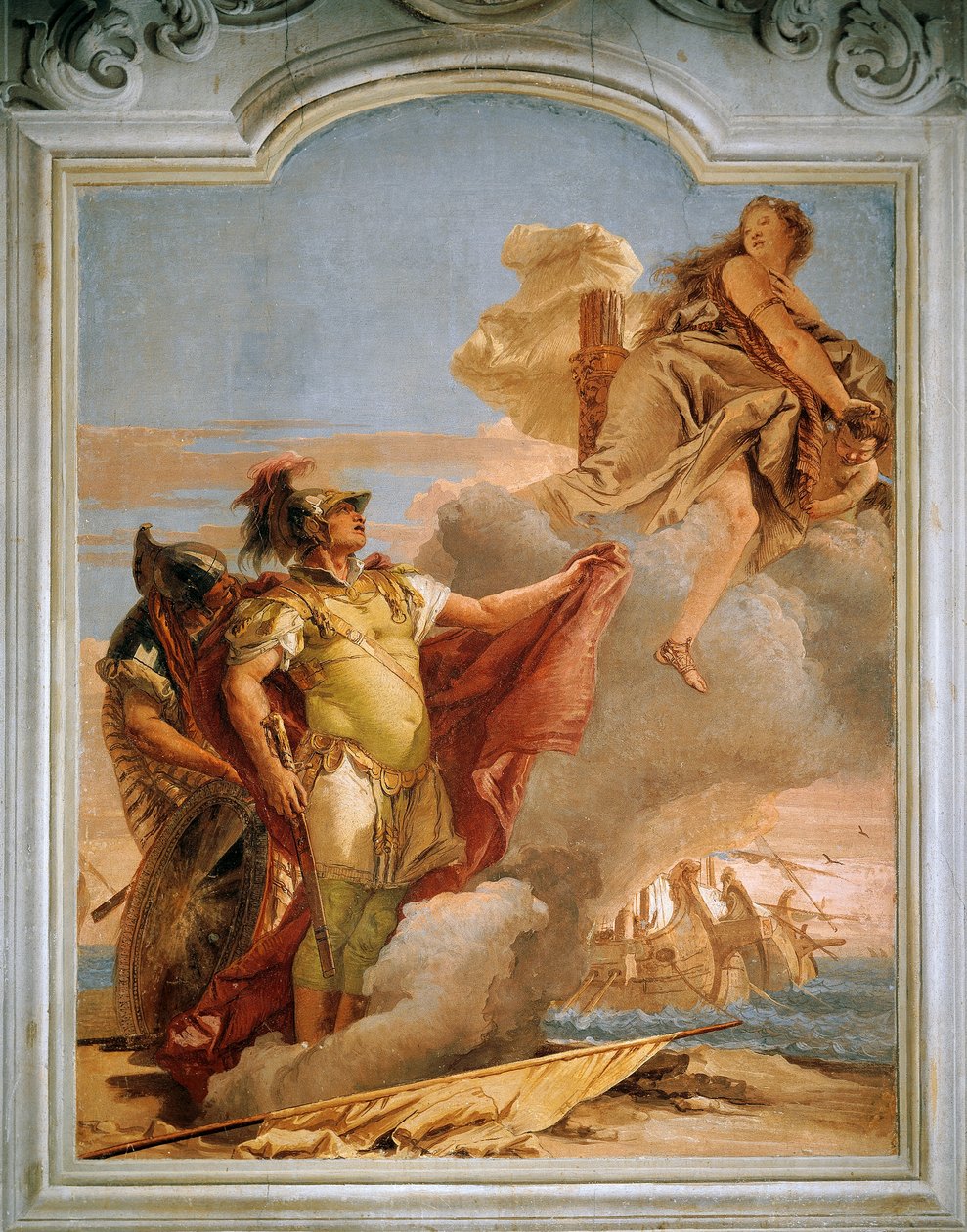 Venus Saying Farewell to Aeneas, Giambattista Tiepolo (1696-1770), freska, Pokoj Aeneid, Villa Valmarana 
