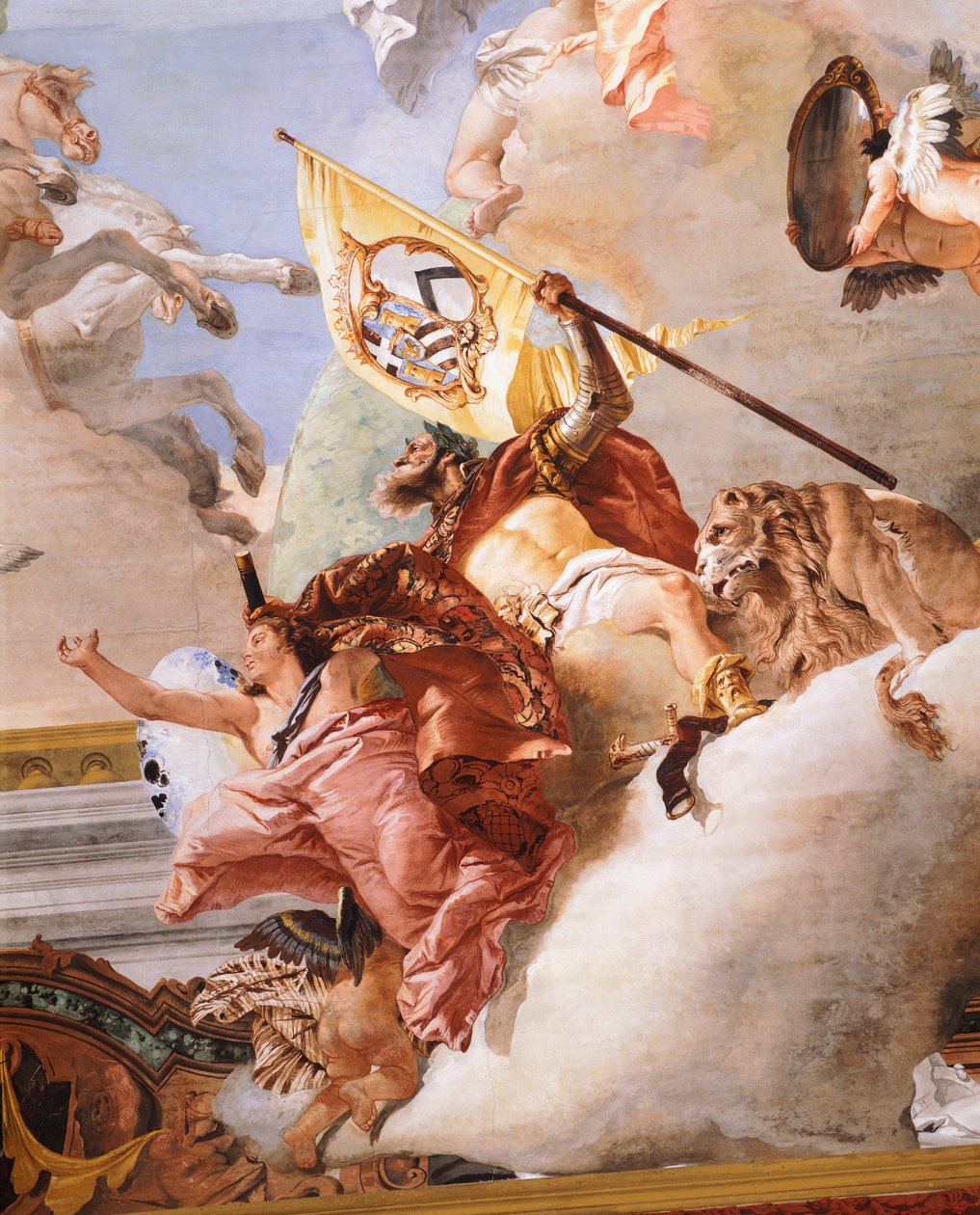 Svatební alegorie, Giambattista Tiepolo (1696-1770), freska, detail, Strop svatební alegorie, Ca
