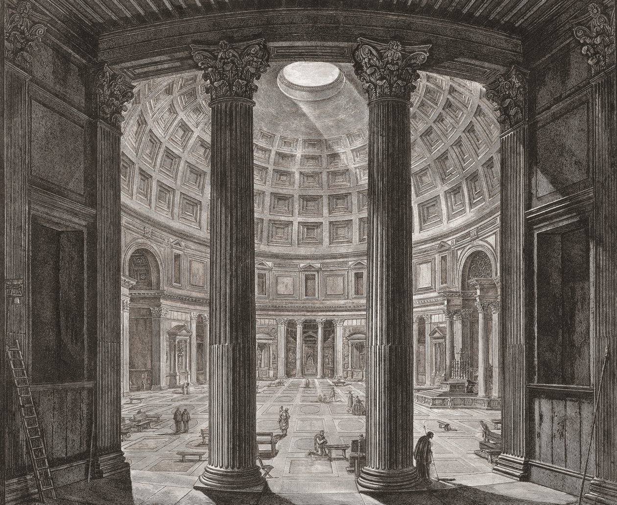 Interiér Pantheonu, Řím, Itálie. Piranesi. od Giovanni Battista (after) Piranesi