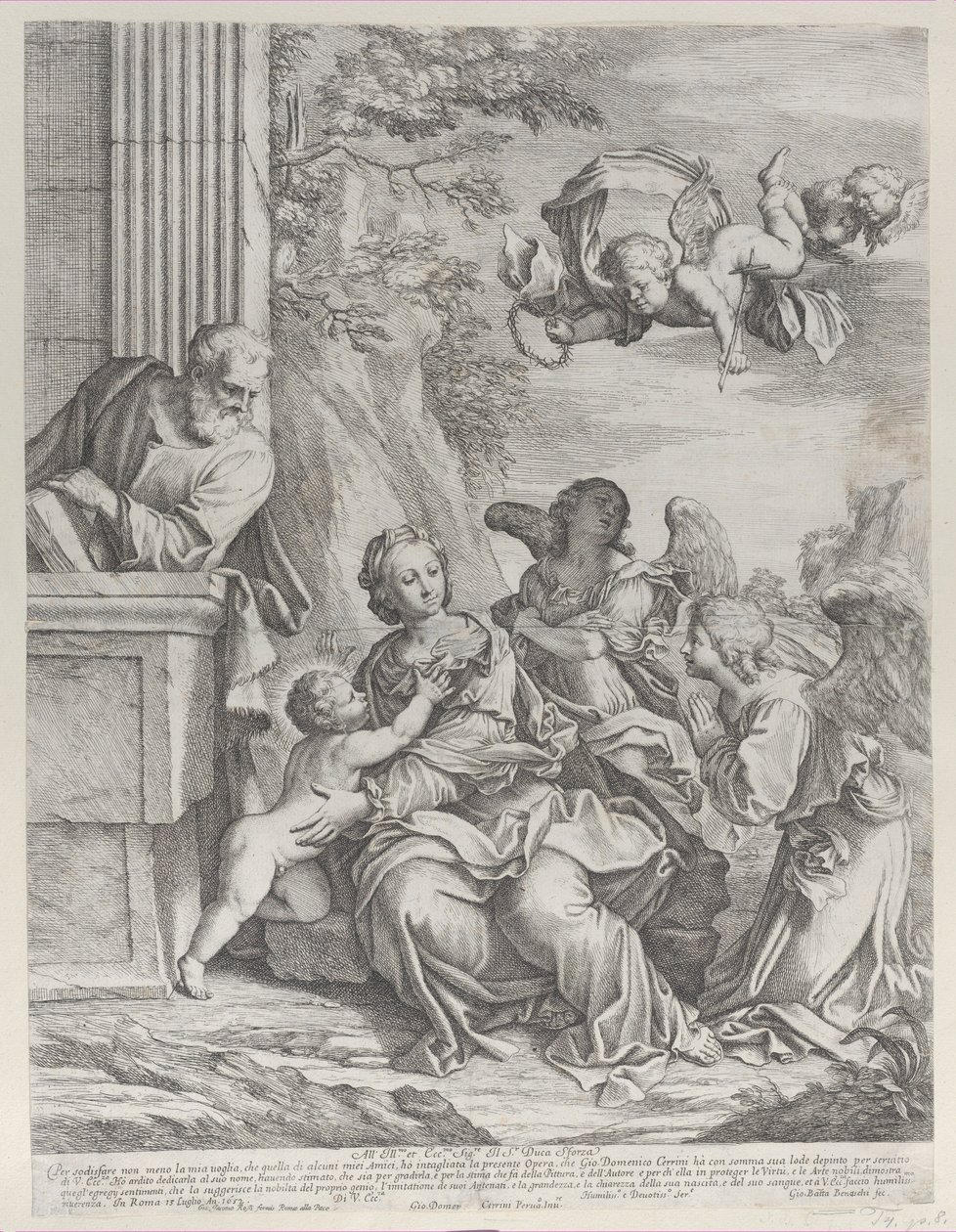 Svatá rodina s anděly vpravo a nad hlavou, 1652. od Giovanni Battista Beinaschi