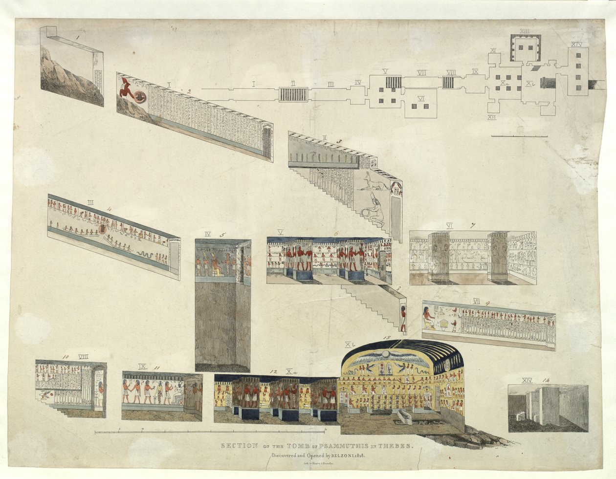 Část hrobky Psammuthise v Thébách, kterou objevil a otevřel Belzoni v roce 1818 od Giovanni Battista Belzoni