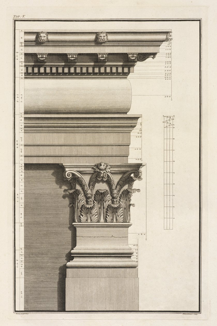 Základna, kapitál a kladí pilastru, 1753 od Giovanni Battista Borra