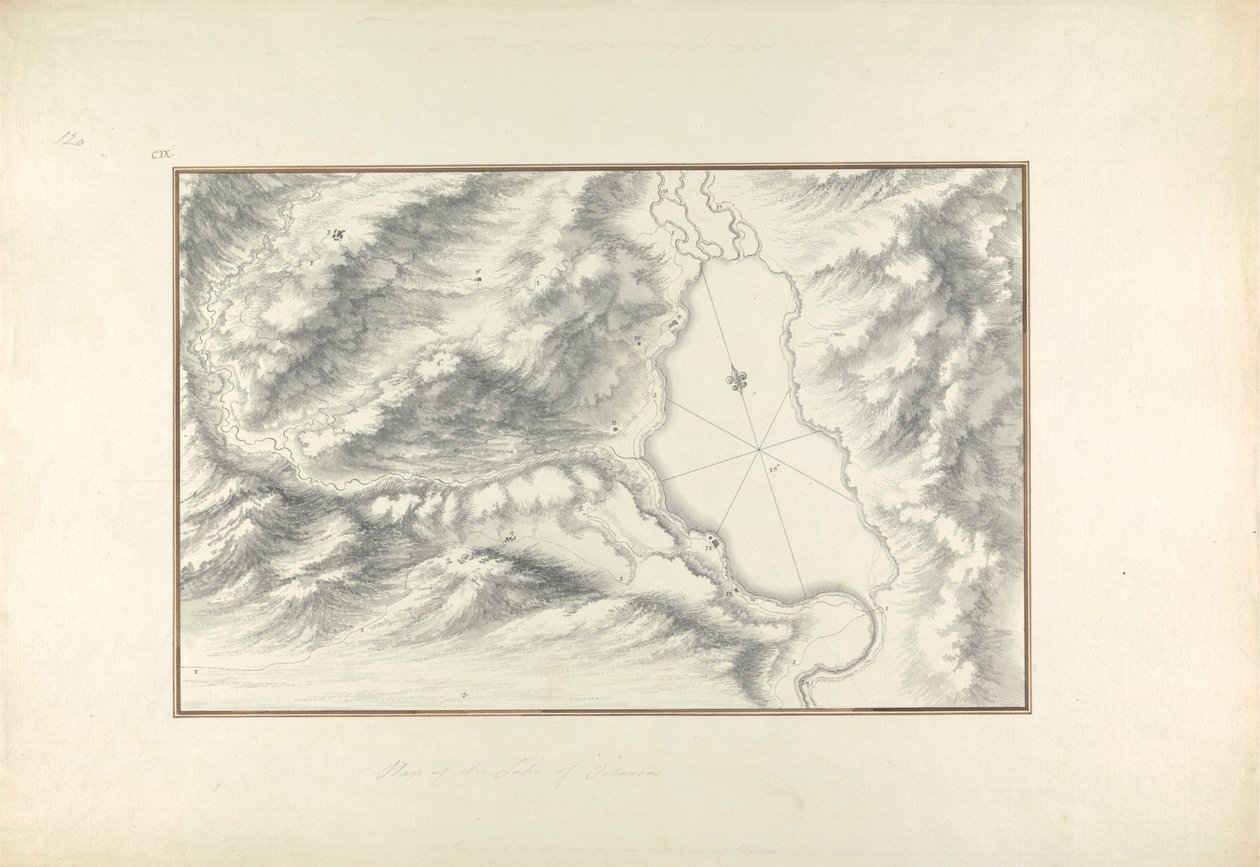 Plán jezera Tiberias od Giovanni Battista Borra
