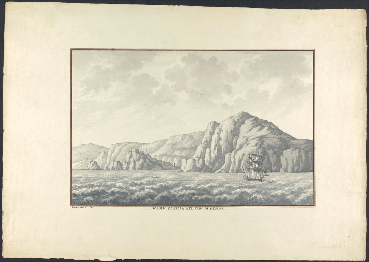 Scoglio di Silla v majáku v Mesině od Giovanni Battista Borra