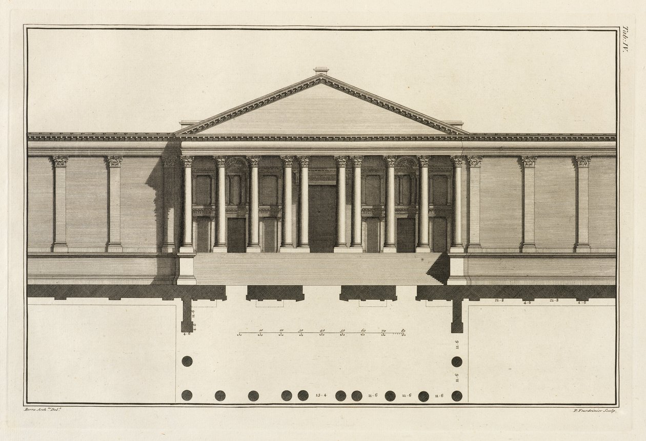 Svislice velkého vchodu do nádvoří chrámu, 1753 od Giovanni Battista Borra