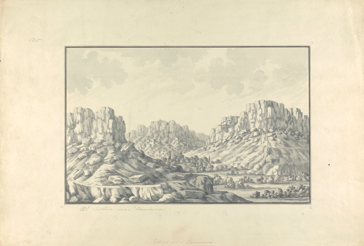 Pohled na Hill Towns nebo Ruins poblíž Damašku od Giovanni Battista Borra