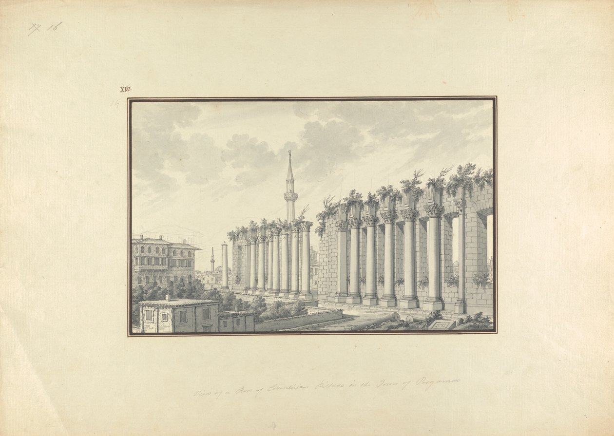 Pohled na ruiny Asclepium v Pergamonu od Giovanni Battista Borra