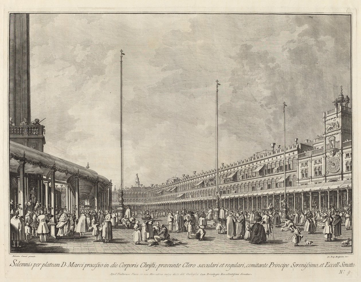 Procesí na Den Božího těla na náměstí Piazza San Marco, 17631766. od Giovanni Battista Brostoloni