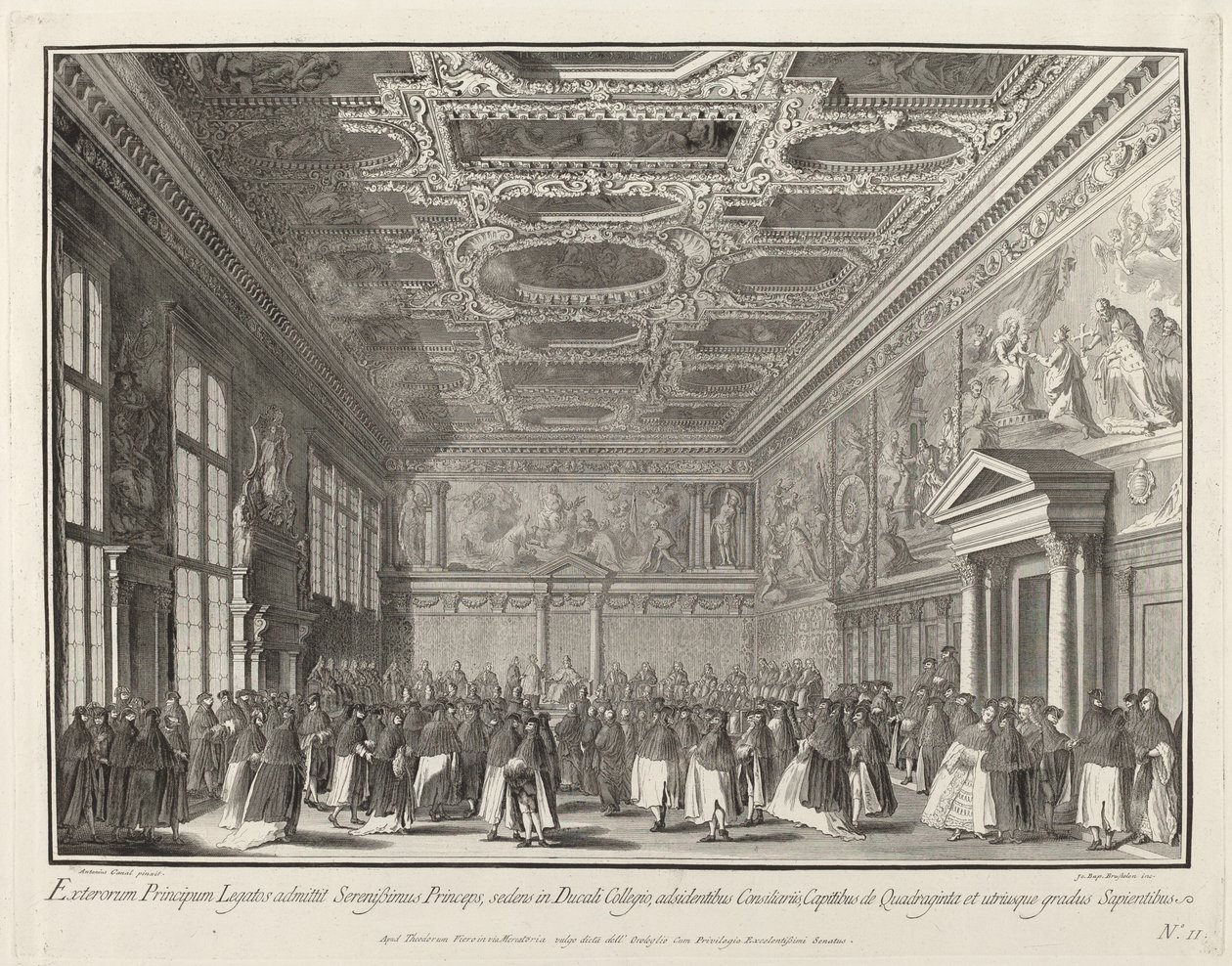 Přijetí dóžetem zahraničních velvyslanců v Sala del Collegio, 17631766. od Giovanni Battista Brostoloni
