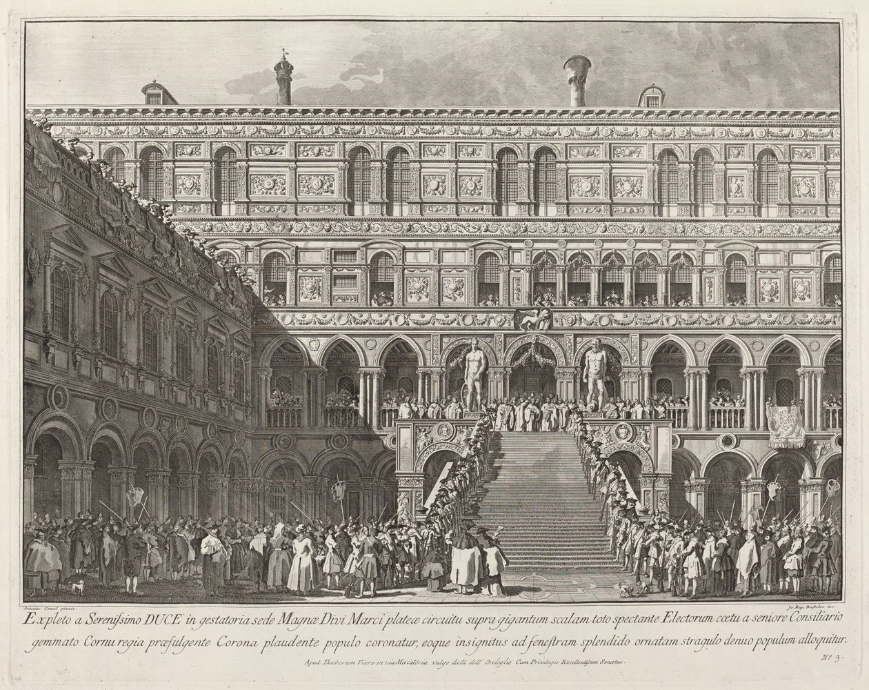 Dóže korunovaný na Scala dei Giganti vévodského paláce, 17631766. od Giovanni Battista Brostoloni