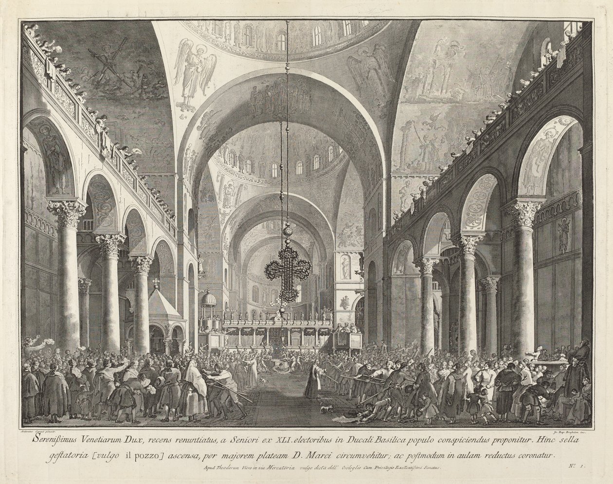 Nově zvolený dóže představený lidem v San Marco, 17631766. od Giovanni Battista Brostoloni