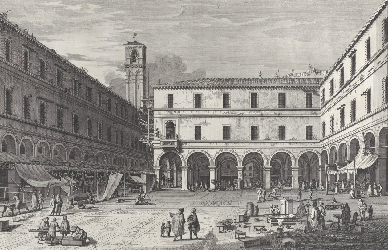 Pohled na náměstí poblíž kostela San Giacomo, 1763., 1763. od Giovanni Battista Brostoloni