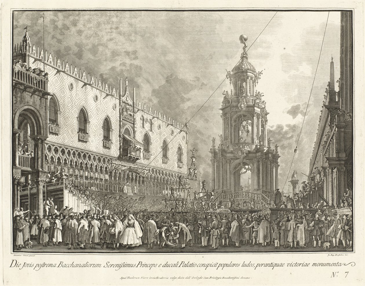 Dóže se účastní festivalu tučného čtvrtka na náměstí Piazzetta od Giovanni Battista Brustolon after Canaletto