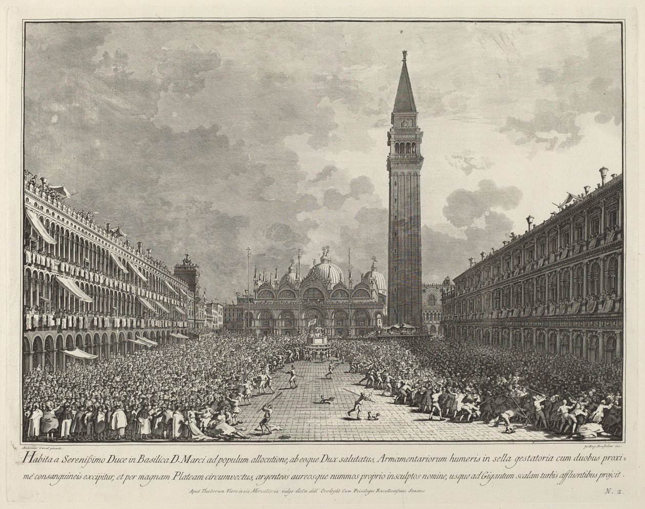 Dóže nese kolem náměstí Piazza San Marco od Giovanni Battista Brustolon after Canaletto