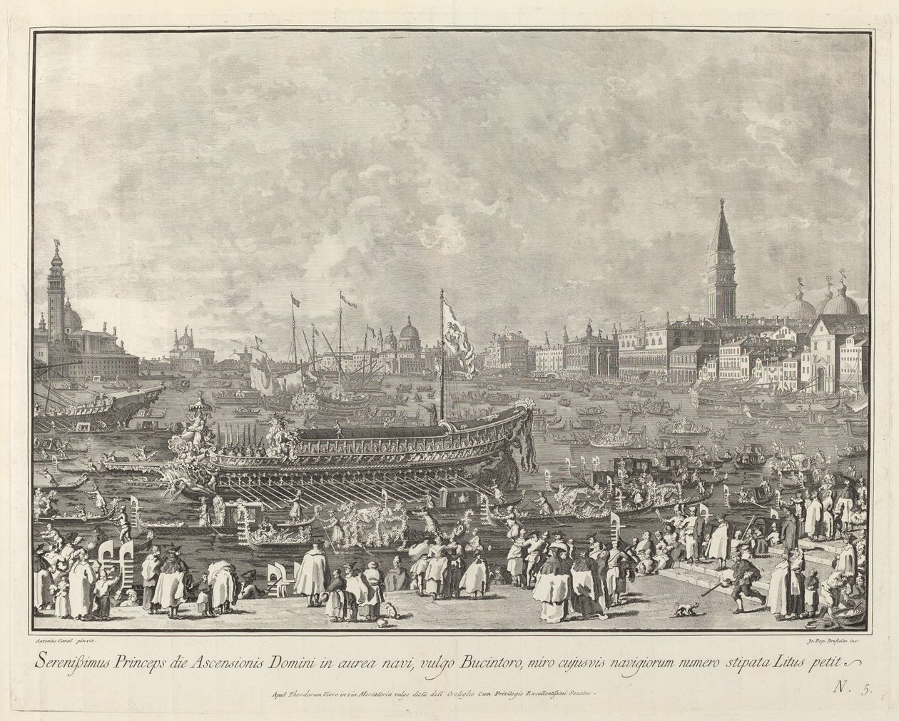 Dóže v Bucintoro Odjezd do Porto di Lido na Den Nanebevstoupení Páně od Giovanni Battista Brustolon after Canaletto