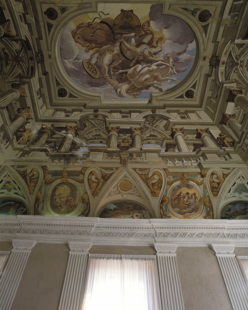 Pád Phaeton (Phaethon) (1625) - Freska v trompe l