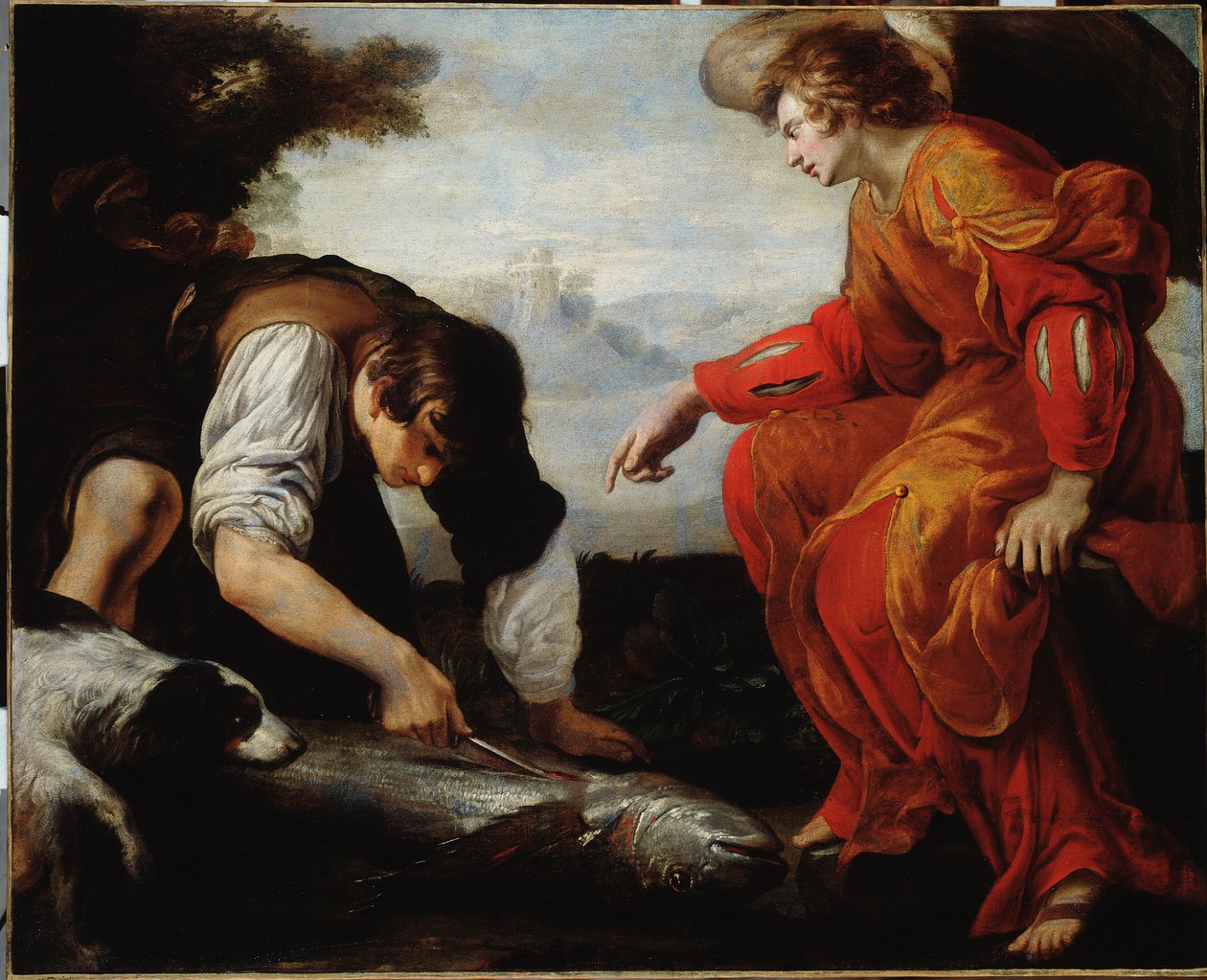 Tobie Meets the Archangel Raphael (Tobias Meets the Archangel Raphael) Obraz Giovanni Battista Carlone (1592-1677) Genes ze 17. století, Musei di Strada Nuova (ex Palazzo Bianco) od Giovanni Battista Carlone