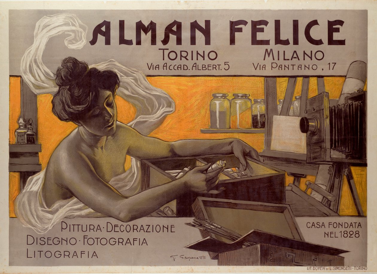 Reklamní plakát pro Almana Felice, Turín - Milán, Itálie od Giovanni Battista Carpanetto