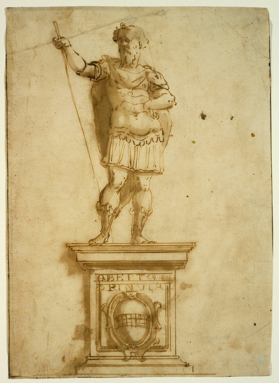Socha stojícího válečníka na podstavci od Giovanni Battista Castello