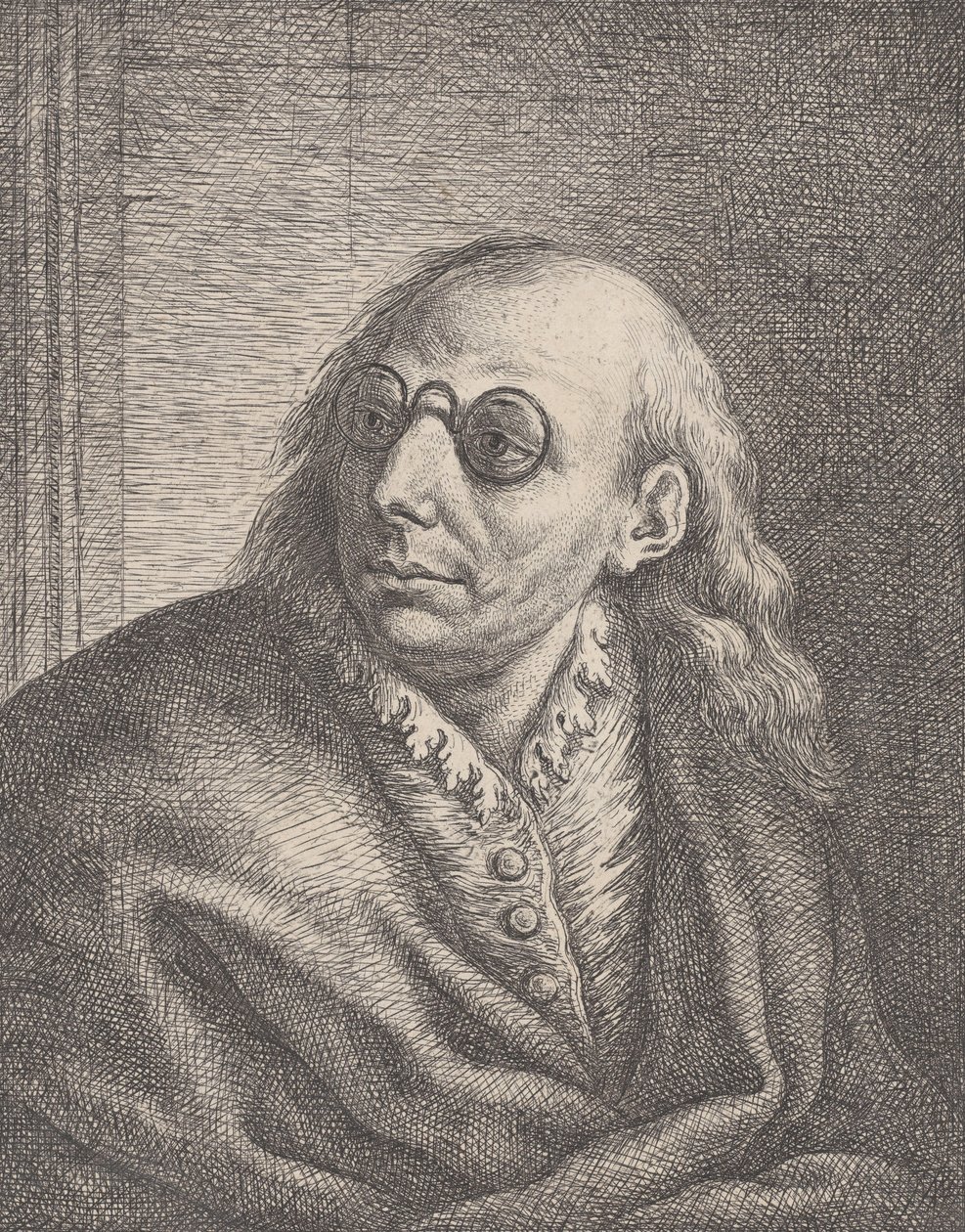 Portrét Lucy Giordana, nosí kulaté brýle a dívá se doleva, 1692-1727., 1692-1727. od Giovanni Battista Catenaro