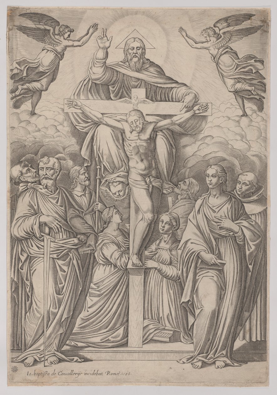 Trojice s ukřižováním uprostřed a svatými po obou stranách, 1586. od Giovanni Battista Cavalieri
