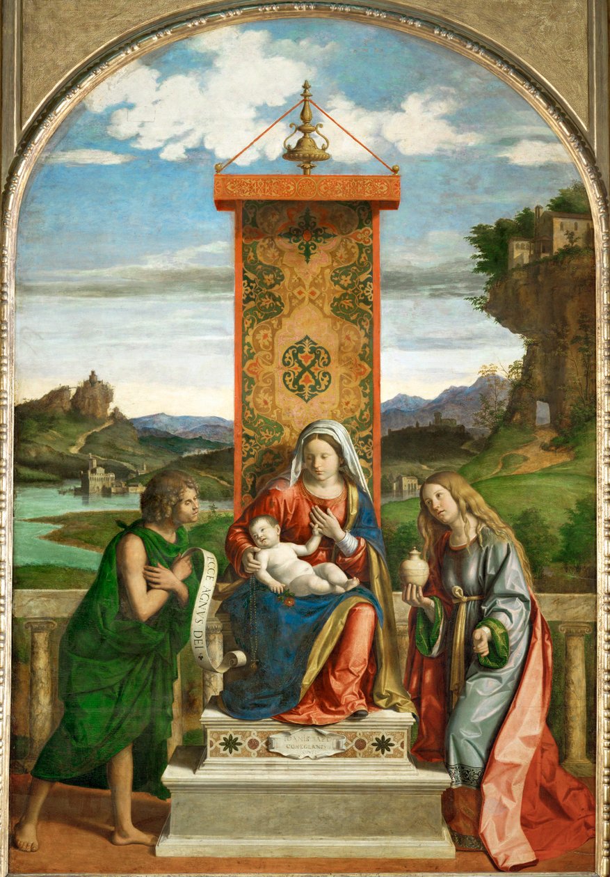 Panna s dítětem mezi svatým Janem Křtitelem a
Madeleine... od Giovanni Battista Cima da Conegliano