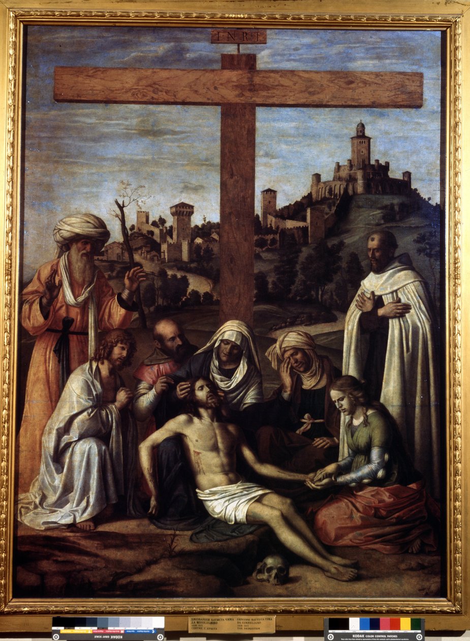 ""Depozice"" Nápis ""INRI"" na kříži. Obraz Giovanni Battista Cima da Conegliano (kolem 1459-1517) 16. století Rozměr 199x148 cm Puškinovo muzeum, Moskva od Giovanni Battista Cima da Conegliano