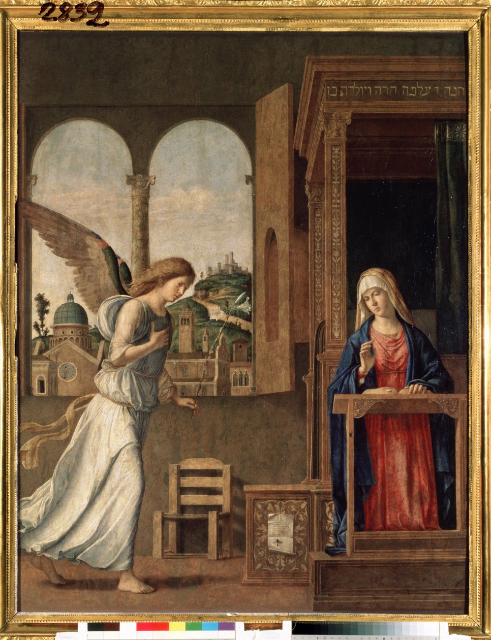 ""Zvěstování"" (Zvěstování) Obraz Giovanniho Battisty Cima da Conegliano (cca 1459-1517) 1495 Rozměr. 136x107 cm Petrohrad, poustevnické muzeum od Giovanni Battista Cima da Conegliano