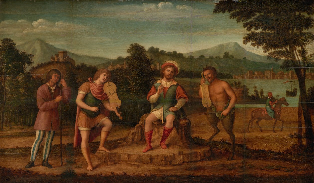 Midasův soud. Hudební soutěž mezi Apollem a Marsyas od Giovanni Battista Cima da Conegliano
