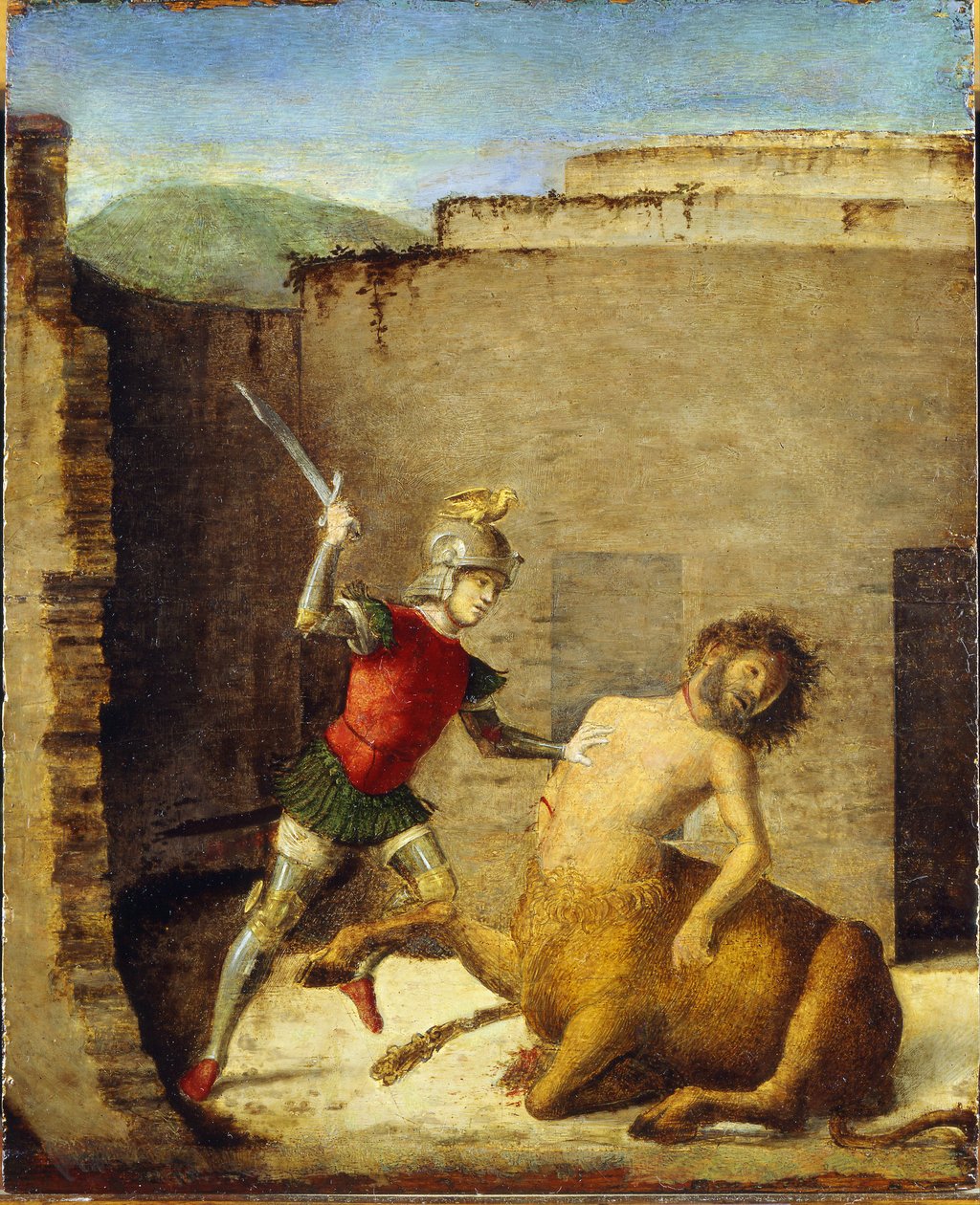 Thesee terrassant le Minotaure (centaure) - Theseus Slaying Minotaur - Cima da Conegliano, Giovanni Battista (ca. 1459-1517) - 1505 - Oil on wood - 87,4x73,5 - Museo Poldi Pezzoli, Milan   1423725   cs       czech Successfully Translated  Original: Abattag od Giovanni Battista Cima da Conegliano